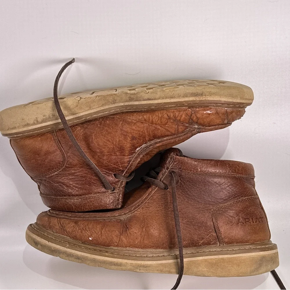 Ariat Brown Leather Moc Toe Chukka with White Traction Sole